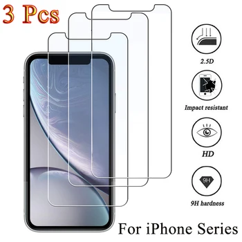 3PCS מסך זכוכית מגן מקרה עבור IPhone 14 12 11 13 Pro מקס XS XR-X Mini 8 7 6 פלוס SE 2020 13Promax 14Plus טלפון הכיסוי