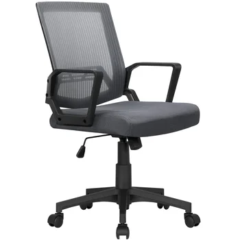Easyfashion אמצע הגב רשת מתכווננת ארגונומי כיסא המחשב, אפור הכיסא כסאות כיסא ארגונומי