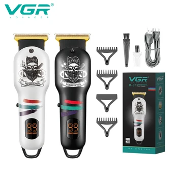 VGR שיער גוזם שיער מקצועי קוצץ חשמלי שיער מכונת חיתוך נטענת צג LCD הספר גוזם לגברים V-971