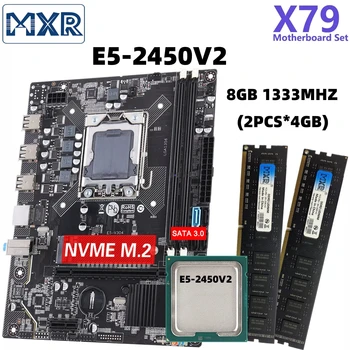 X79 LGA 1356 לוח האם סט קומבו Xeon E5 2450V2CPU 8cores 16threads 8GB RAM DDR3 1333mhz ECC REG PC3 ערכת 10600 Momory M. 2 NVME