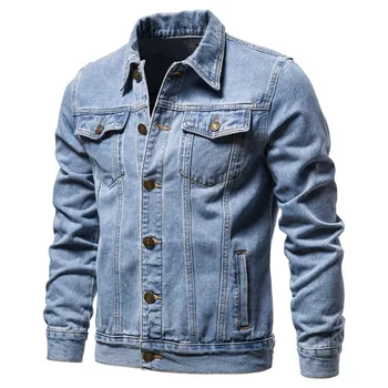 איכות גבוהה גברים כותנה, בד ג 'ינס ג' קט האיחוד האירופי אופנה מזדמן מעיל זכר נוער Jeansjacke בציר כחול שחור חדש האביב סתיו
