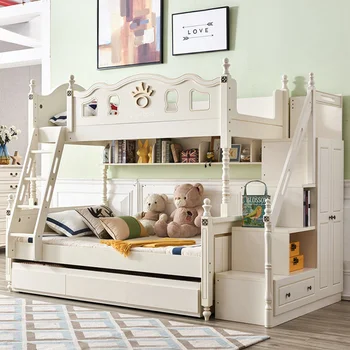 בסגנון נורדי מעץ לילדים מיטות דירה קטנה מודרני דו-שכבתית ילדים מיטות מגירות המיטה Camas Dormitorio ריהוט הבית