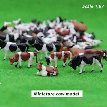 בקנה מידה 1:87 מיניאטורי פרות דגם פלסטיק ABS בעלי חיים בקר צעצועי Diy להכנת הו חוות זירת חומרים דיורמה ערכות 20Pcs