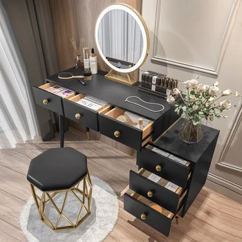 דירה קטנה שולחן איפור שחור נורדי איפור השולחן ריהוט חדר שינה מודרני מינימליסטי אחסון Schminktisch קישוט
