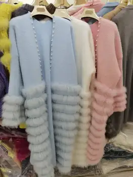 קוריאני עיצוב המפורסם טבעי פרווה ארוכה קייפ מעילים הלבשה עליונה קטיפה מקורית פוקס מעילי הפרווה