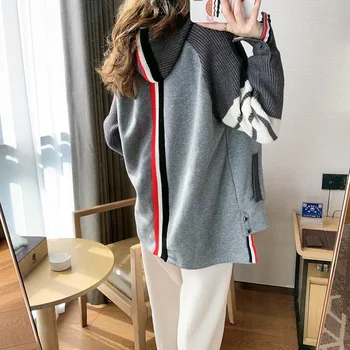 שחפת סוודר נשים בתוספת קטיפה אופנה הקוריאנית גרסה משוחרר סריגה תפירה חוש עיצוב נישה העליון המכוסה קרדיגן מעיל גאות