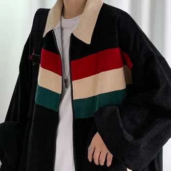 קורדרוי, ז ' קט של גברים אופנה ניגוד צבעי מזדמן מעילי Mens אופנת רחוב פראי רופף היפ הופ מעיל מחבל גברים מ-2XL