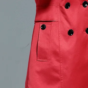 אמצע אורך מעייל גשם בנות אירופה אלגנטי כפול עם חזה אדום נשים Slim Fit חאקי מעיל משלוח חינם