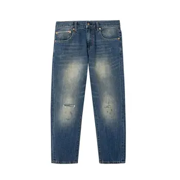 2023 חדש האביב והקיץ ג 'ינס של גברים בציר צבע מוצק אלסטי קלאסי ג' ינס גברים סלים אופנה ג ' ינס מכנסיים זכר G115