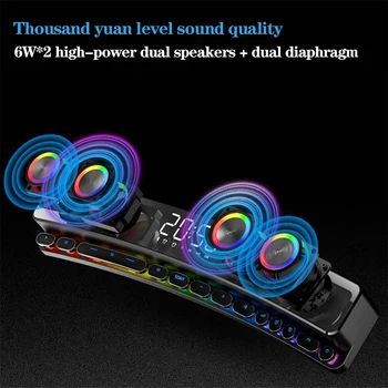 SOAIY SH39 אלחוטית Bluetooth RGB המשחקים רמקול סאב סטריאו USB AUX TF מחשב PC נשמע משחק בר Soundbar