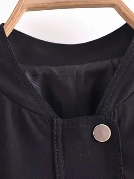 אופנה שחור המפציצים מעיל מעילי נשים רופף להאריך ימים יותר אחת עם חזה חולצות שרוול ארוכות אביב מקרית נקבה בכיס הז ' קט ההגירה