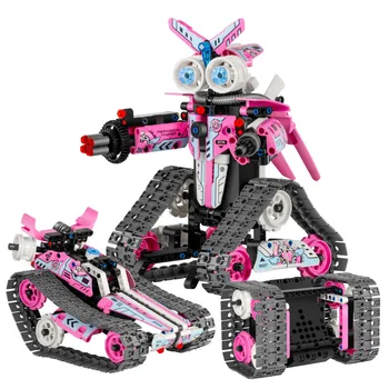 טכני 3 ב 1 עיר הנדסת רכב החופר בולדוזר להפוך RC הרובוט בניית מודל בלוקים לבנים צעצועים לילדים מתנה