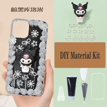 Sanrio Kuromi מדריך DIY ערכת חומרים הטלפון מקרה עבור iPhone 14 13 12 11 Pro מקס Mini X XR XS מקס 7 8Plus אנטי-זרוק את הכיסוי האחורי.